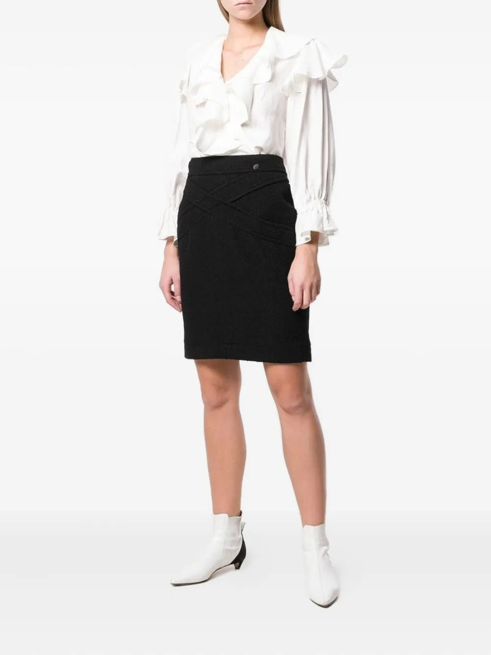 crisscross detail fitted skirt