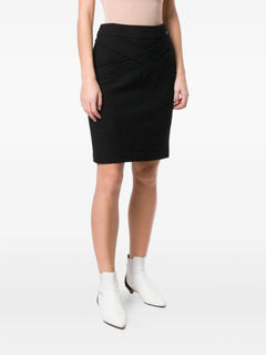 crisscross detail fitted skirt