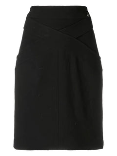 crisscross detail fitted skirt