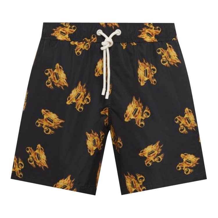 Palm Angels Burning Monogram Swim Shorts Black/Gold