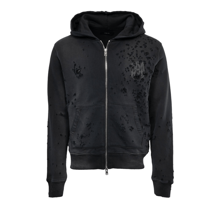 Amiri Logo Shotgun Zip Hoodie Faded Black