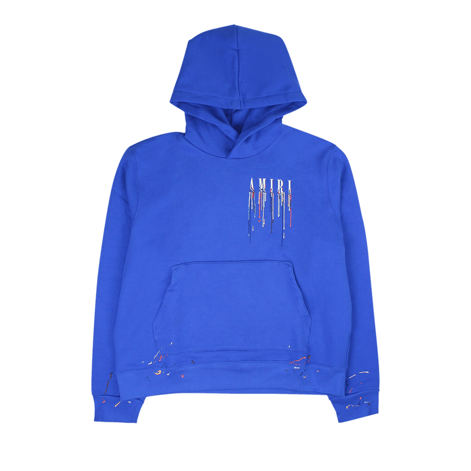 Amiri Paint Drip Core Logo Hoodie Pond Blue/White