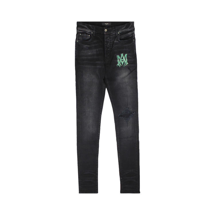 Amiri Watercolor Logo Jean Aged Black