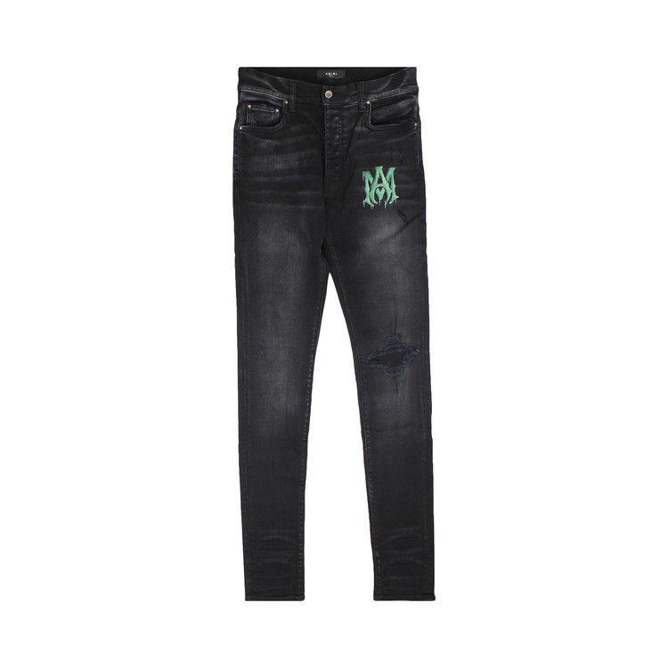 Amiri Watercolor Logo Jean Aged Black