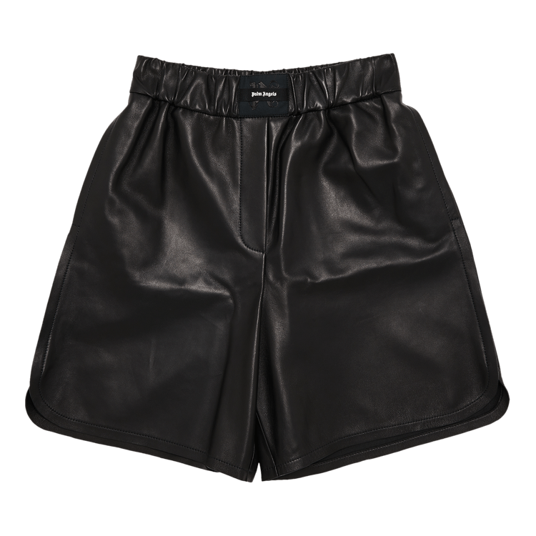 Palm Angels Monogram Leather Shorts Black