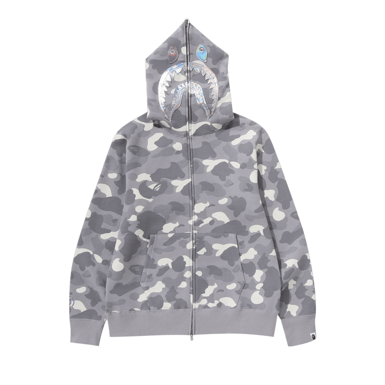 BAPE City Camo Shark Full Zip Hoodie Grey