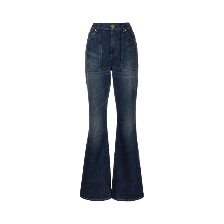 Balmain Vintage Flared Denim Jeans Blue