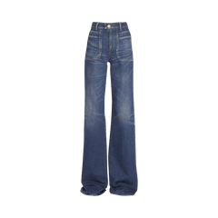 Balmain High Waisted Flared Jeans Blue