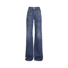 Balmain High Waisted Flared Jeans Blue