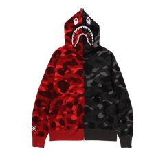 BAPE Color Camo Separate Shark Full Zip Hoodie Red/Black