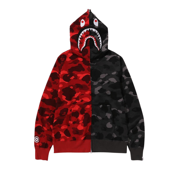 BAPE Color Camo Separate Shark Full Zip Hoodie Red/Black
