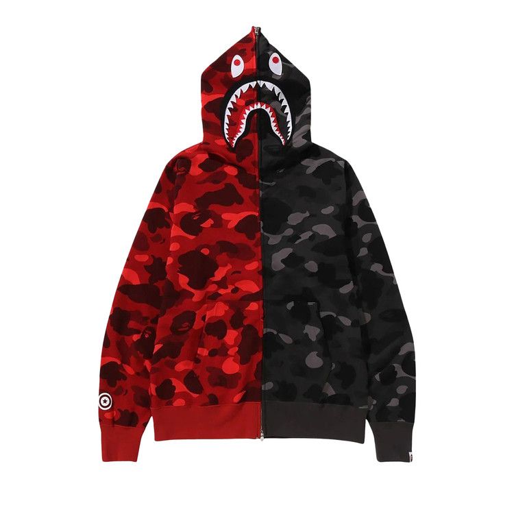 BAPE Color Camo Separate Shark Full Zip Hoodie Red/Black