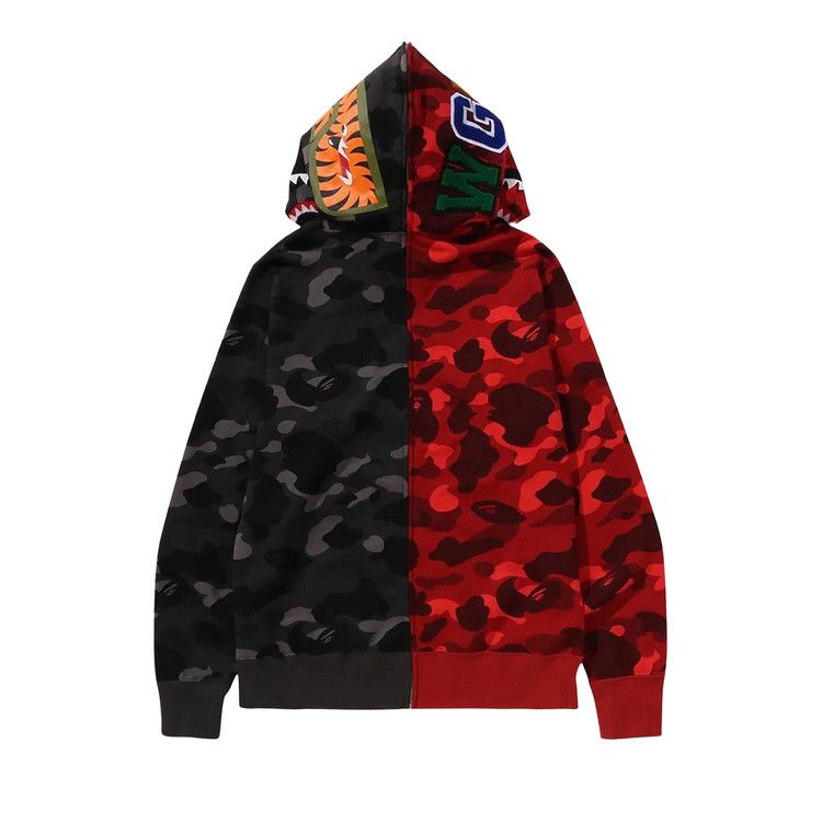BAPE Color Camo Separate Shark Full Zip Hoodie Red/Black