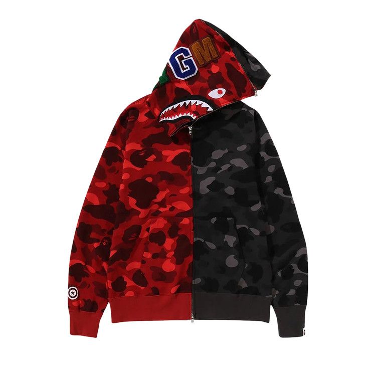 BAPE Color Camo Separate Shark Full Zip Hoodie Red/Black