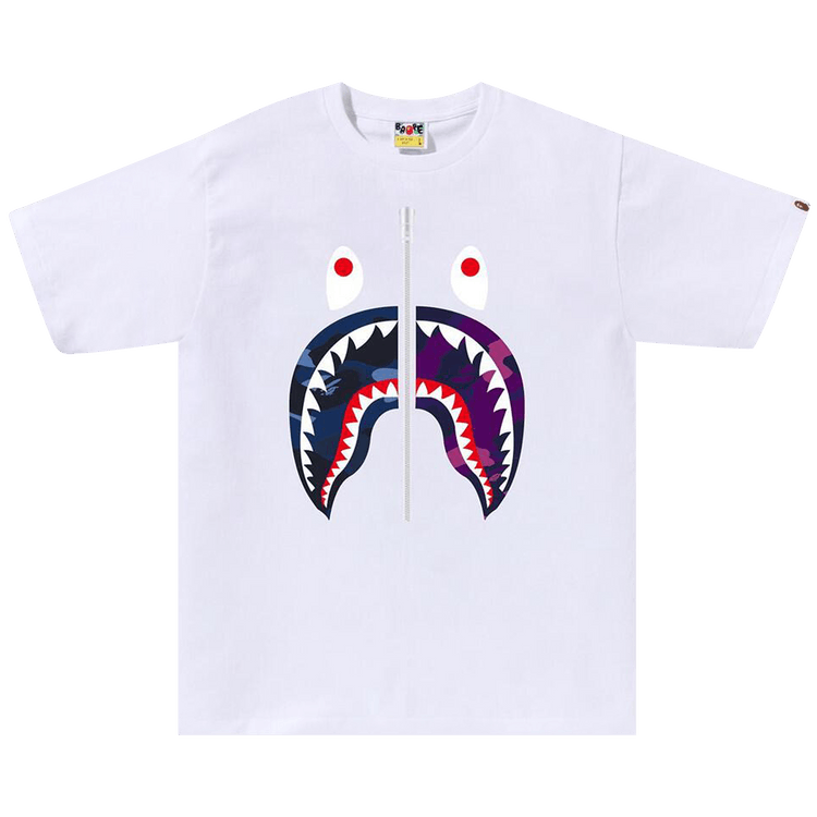 BAPE Color Camo Separate Shark T-Shirt White/Navy