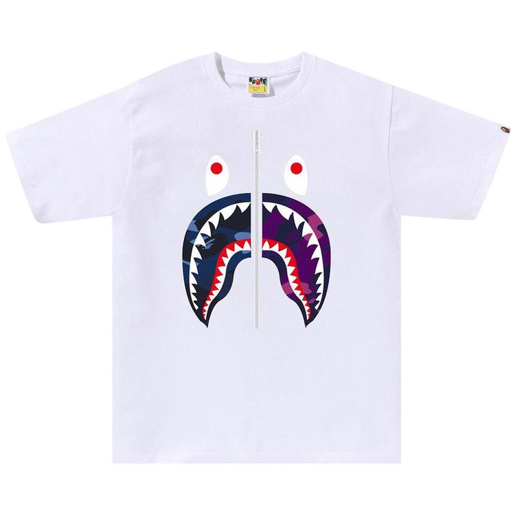 BAPE Color Camo Separate Shark T-Shirt White/Navy