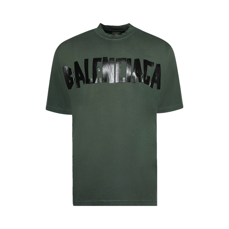 Balenciaga Tape Logo T-Shirt Dark Green