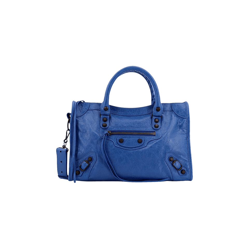 Balenciaga Small Le City Shoulder Bag Denim Blue
