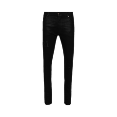 Amiri Serif Logo Wax Skinny Jean Black