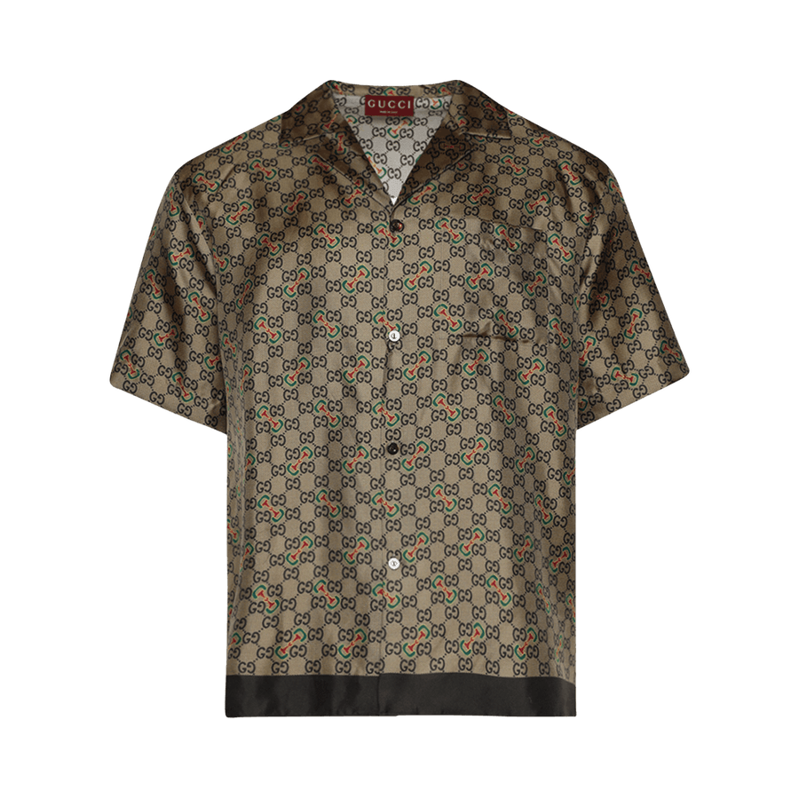 Gucci Monogram Vacation Shirt Green/Gold