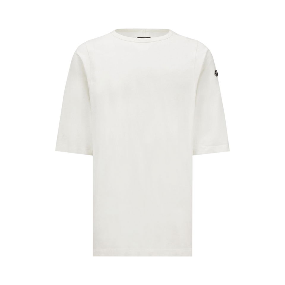 Moncler x Rick Owens Knitted Crewneck Shorts-Sleeve T-Shirt Milk