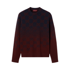 Gucci Degrade Wool Jacquard Sweater Ink/Bordeaux