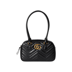 Gucci Marmont Leather Small Top Handle Bag Black