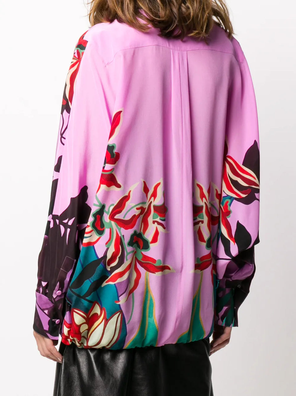 feather-embellished Mirrored Orchid Ramage blouse