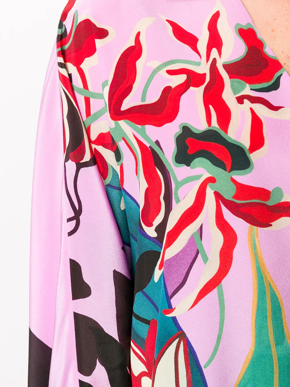 feather-embellished Mirrored Orchid Ramage blouse