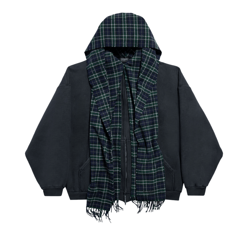 Balenciaga Scarf Zip-Up Hoodie Deep Blue/Black