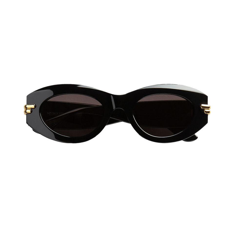 Bottega Veneta Mitre Oval Sunglasses Black/Grey