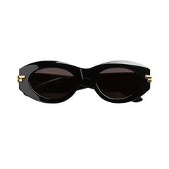 Bottega Veneta Mitre Oval Sunglasses Black/Grey