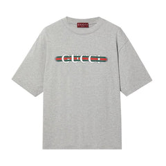 Gucci Web Logo T-Shirt Grey Melange
