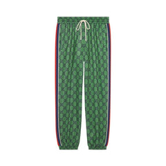 Gucci GG Jersey Jogging Pant With Web Green/Dark Blue
