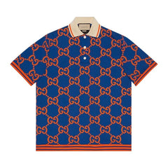 Gucci GG Jacquard Polo T-Shirt Blue/Orange