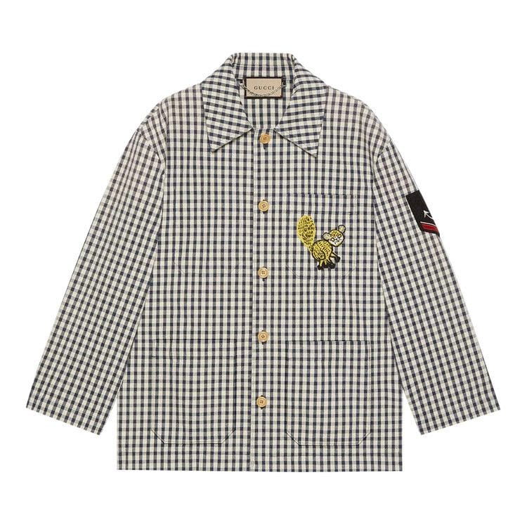 Gucci Freya Hartas Patch Gingham Jacket White/Blue