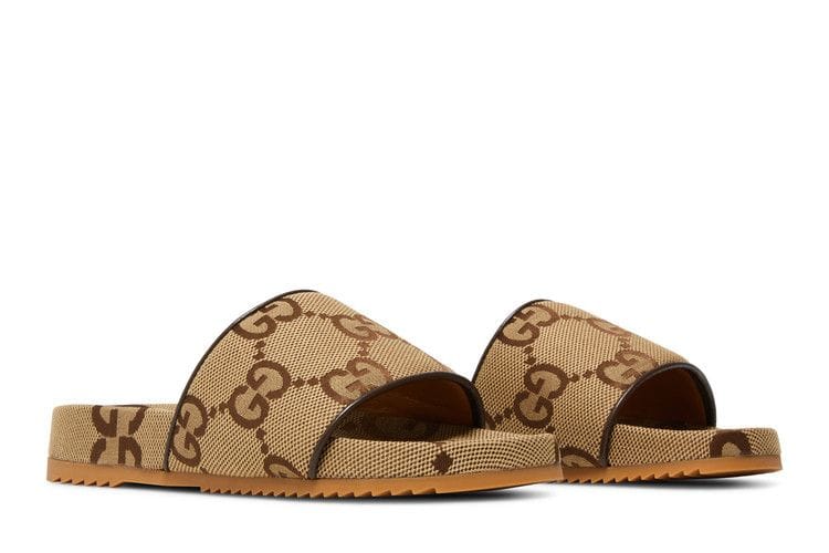 Gucci GG Canvas Slide Sandal Camel Monogram