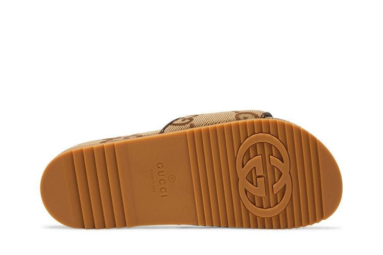 Gucci GG Canvas Slide Sandal Camel Monogram