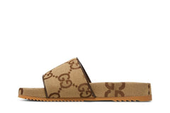Gucci GG Canvas Slide Sandal Camel Monogram