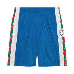 Gucci Waterproof Nylon Shorts With Interlocking G Blue