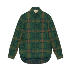 Gucci Jumbo GG Check Wool Shirt Green/Blue