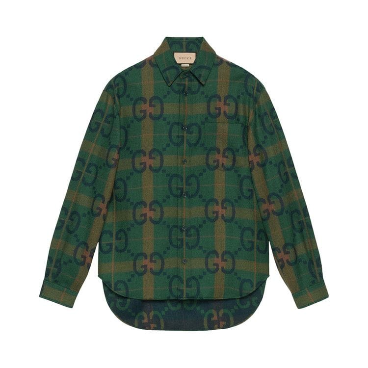 Gucci Jumbo GG Check Wool Shirt Green/Blue