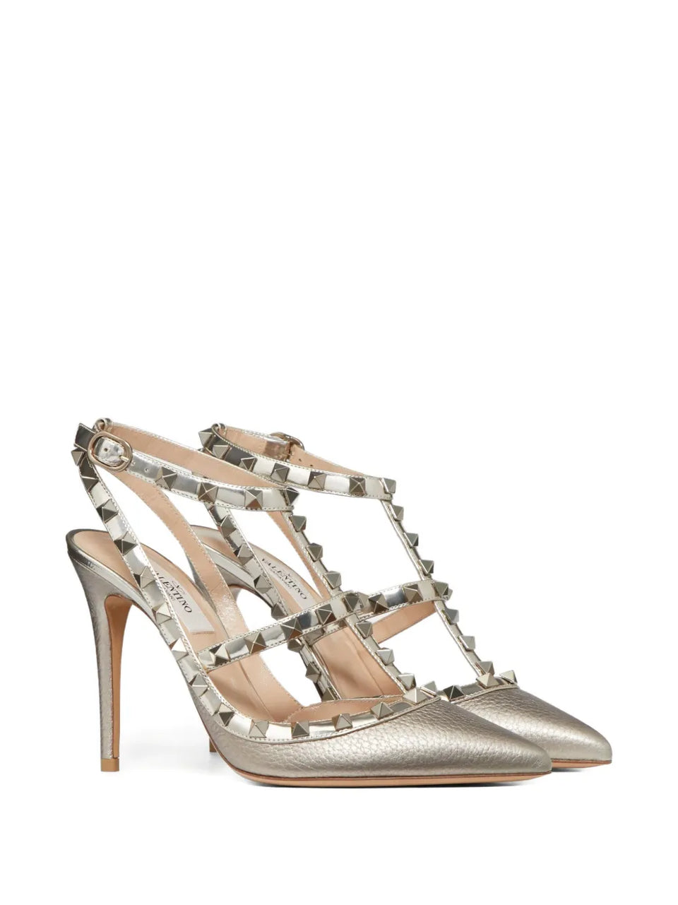 100mm Rockstud metallic pumps