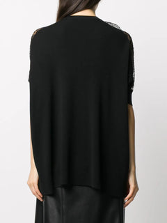 lace panel detail knitted top