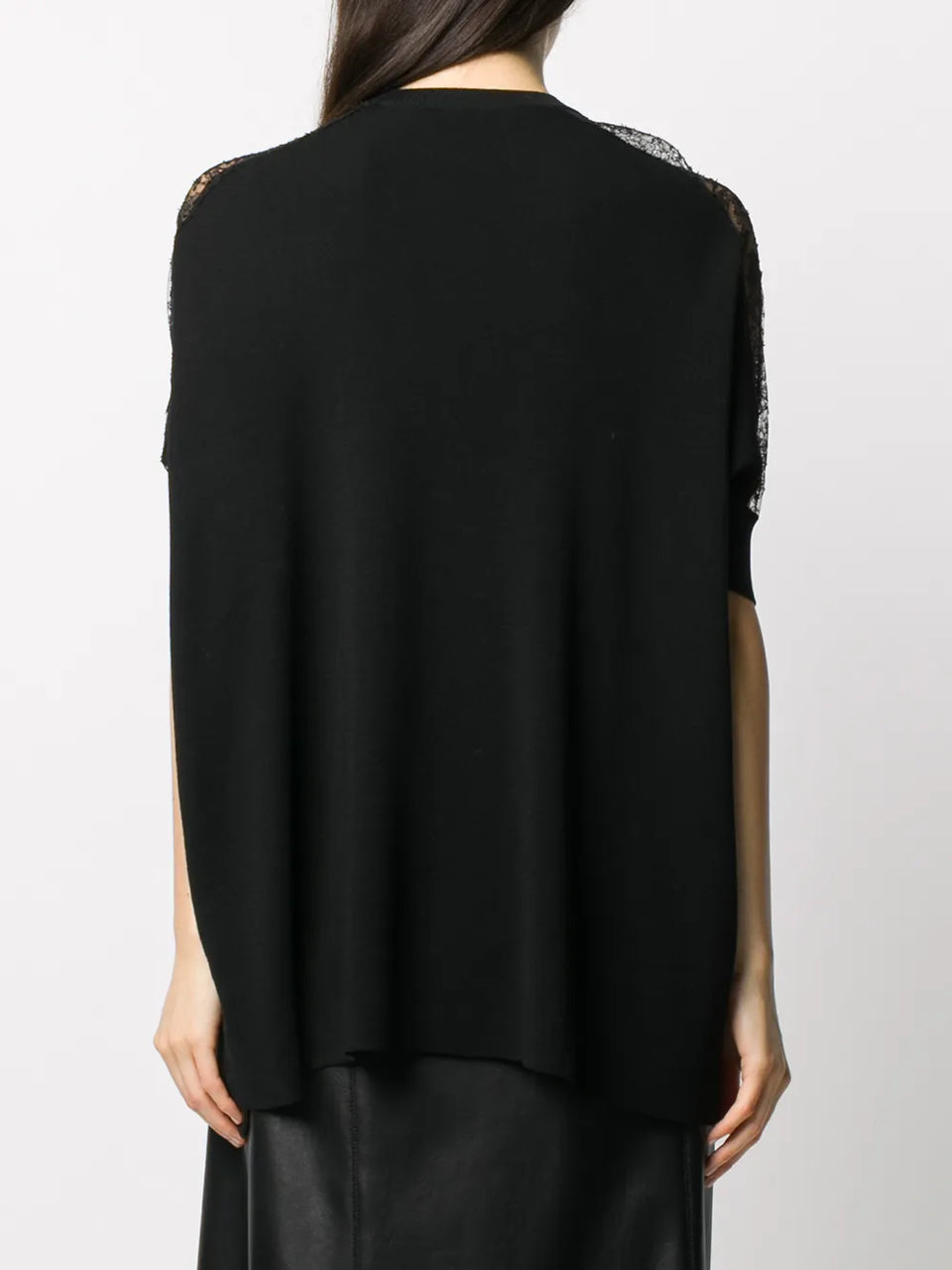 lace panel detail knitted top