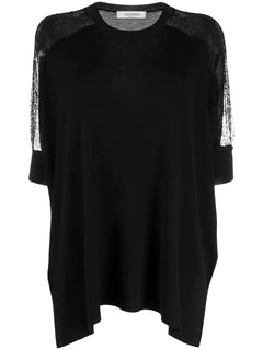 lace panel detail knitted top