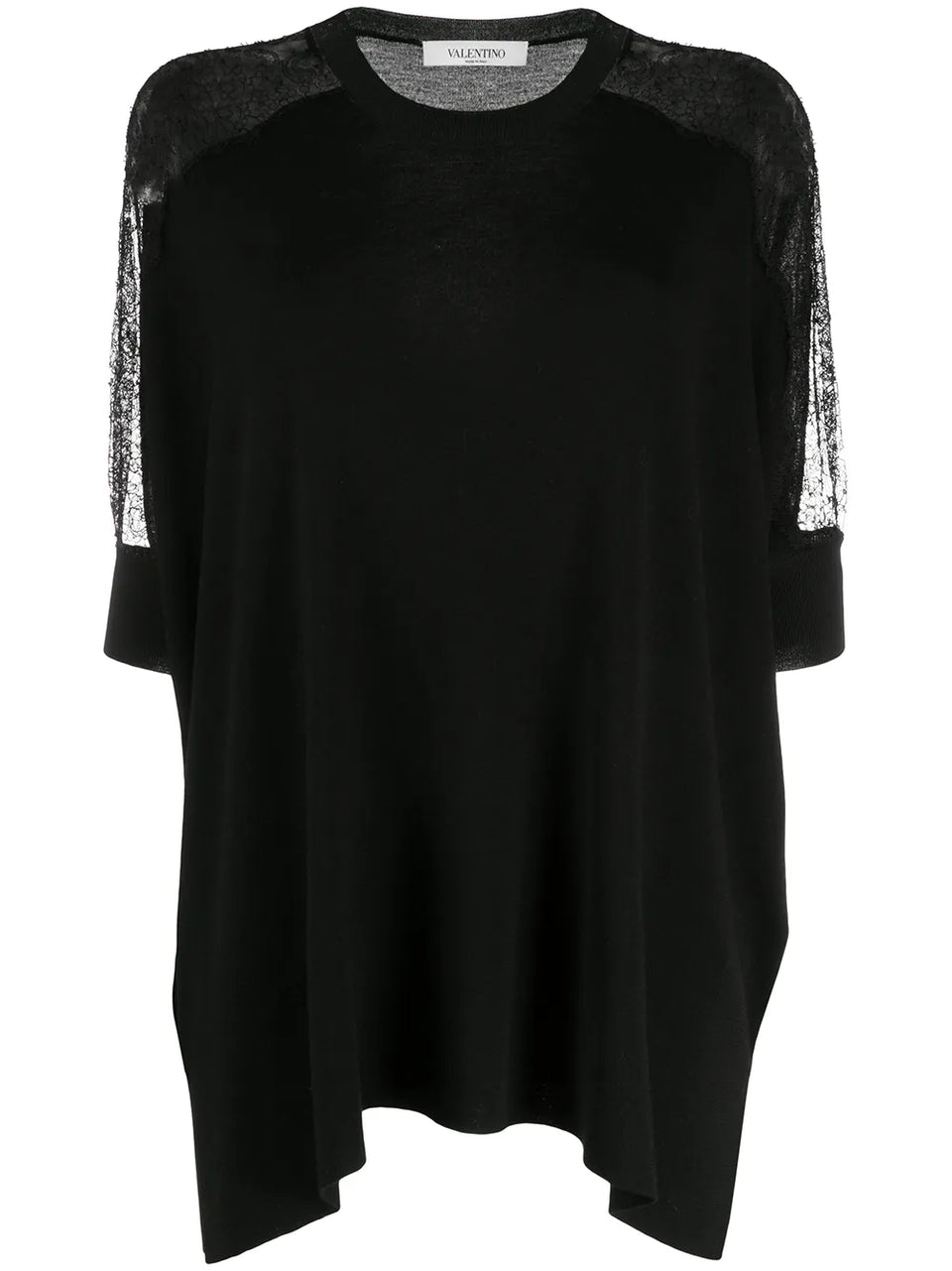 lace panel detail knitted top