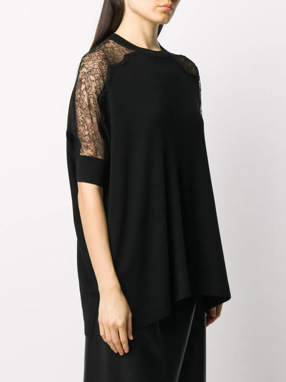 lace panel detail knitted top