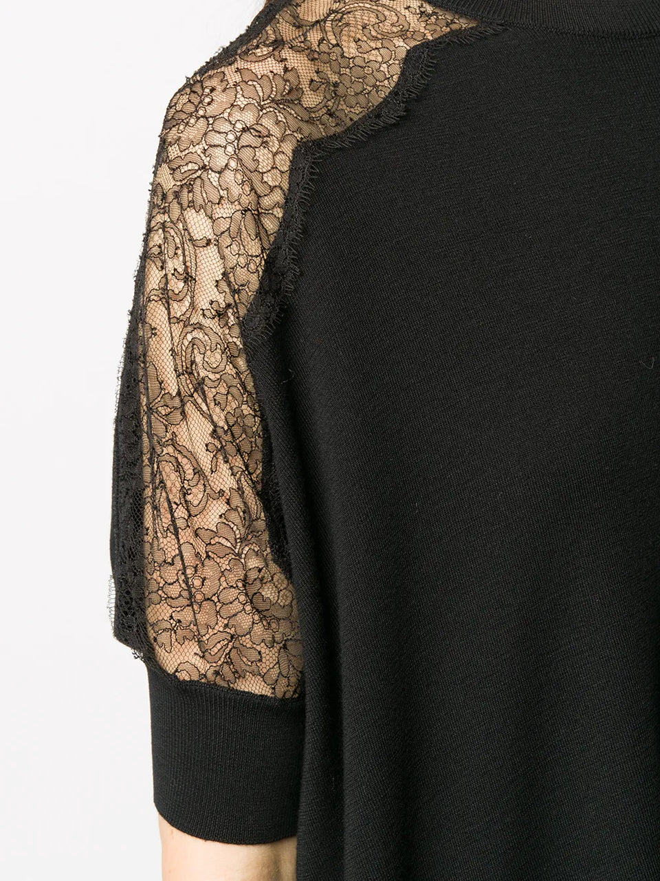 lace panel detail knitted top