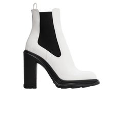Alexander McQueen Wmns Tread Slick Heeled Chelsea Boot 'Ivory Black'